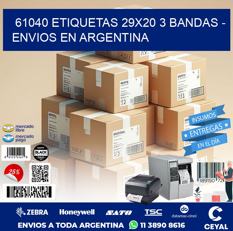 61040 ETIQUETAS 29X20 3 BANDAS - ENVIOS EN ARGENTINA
