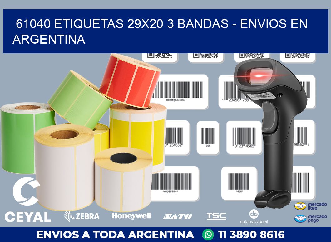 61040 ETIQUETAS 29X20 3 BANDAS – ENVIOS EN ARGENTINA