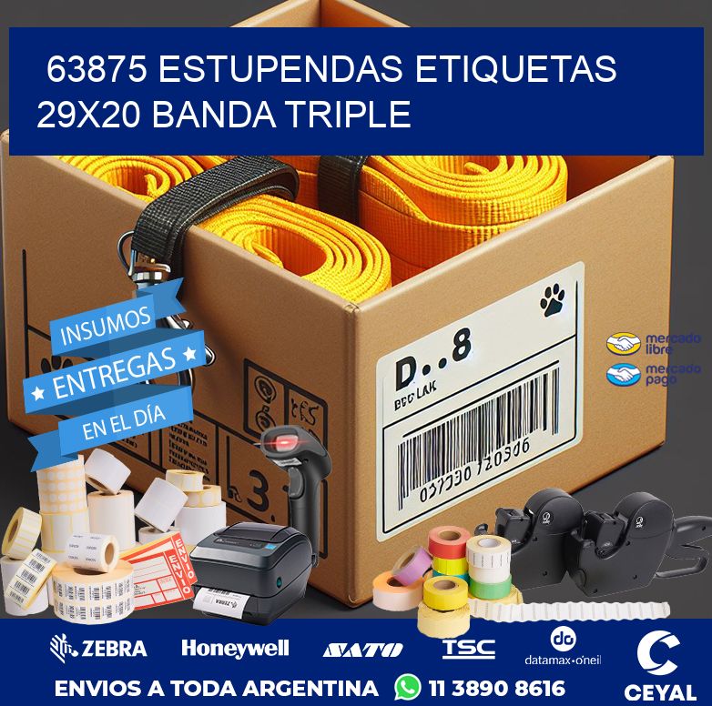 63875 ESTUPENDAS ETIQUETAS 29X20 BANDA TRIPLE