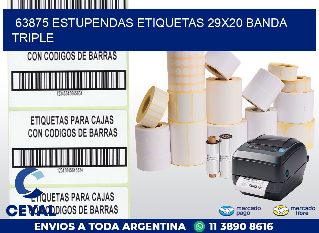 63875 ESTUPENDAS ETIQUETAS 29X20 BANDA TRIPLE