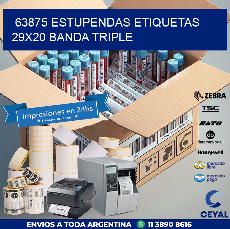 63875 ESTUPENDAS ETIQUETAS 29X20 BANDA TRIPLE