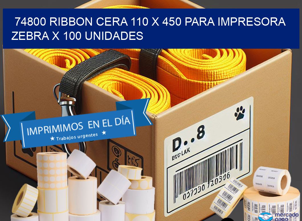 74800 RIBBON CERA 110 X 450 PARA IMPRESORA ZEBRA X 100 UNIDADES