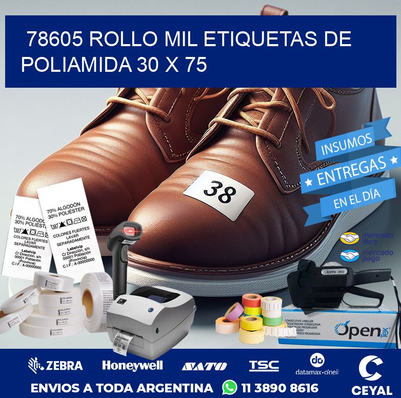 78605 ROLLO MIL ETIQUETAS DE POLIAMIDA 30 X 75