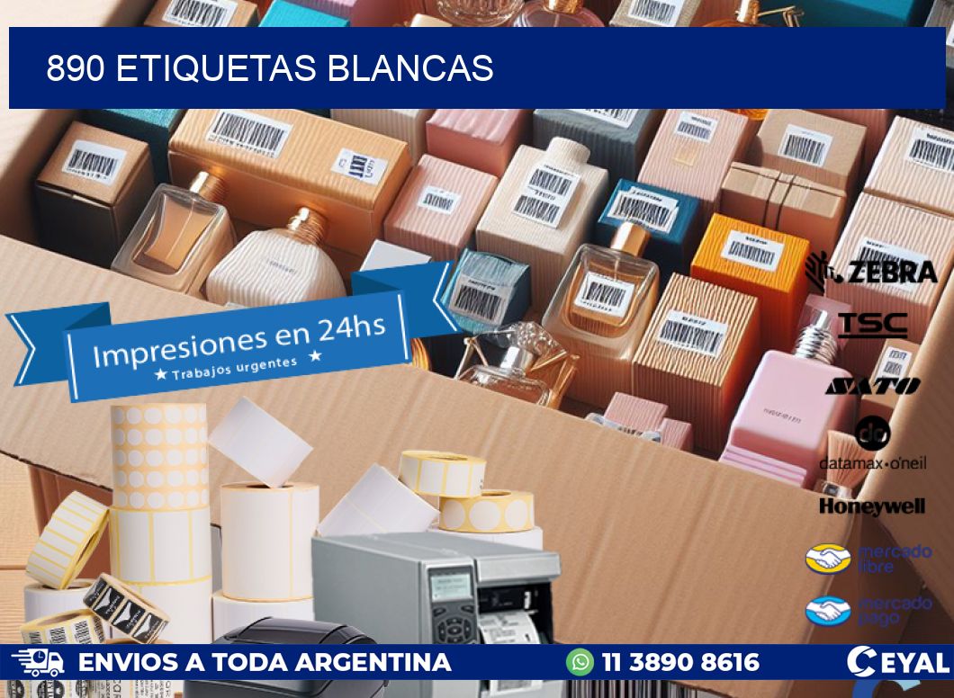 890 ETIQUETAS BLANCAS