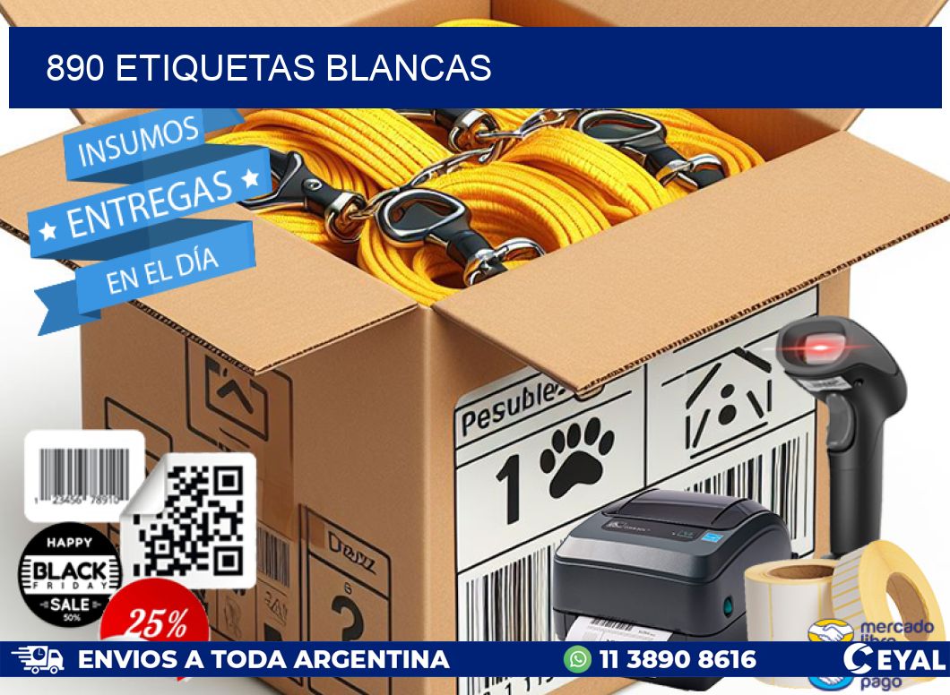 890 ETIQUETAS BLANCAS