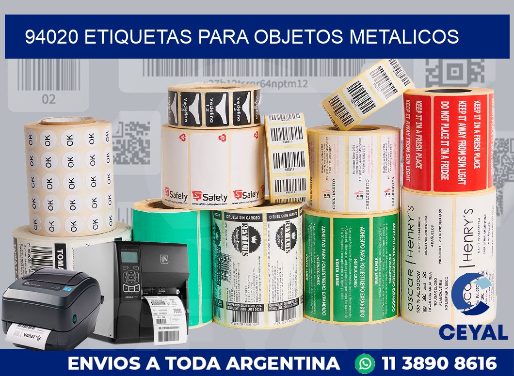 94020 etiquetas para objetos metalicos