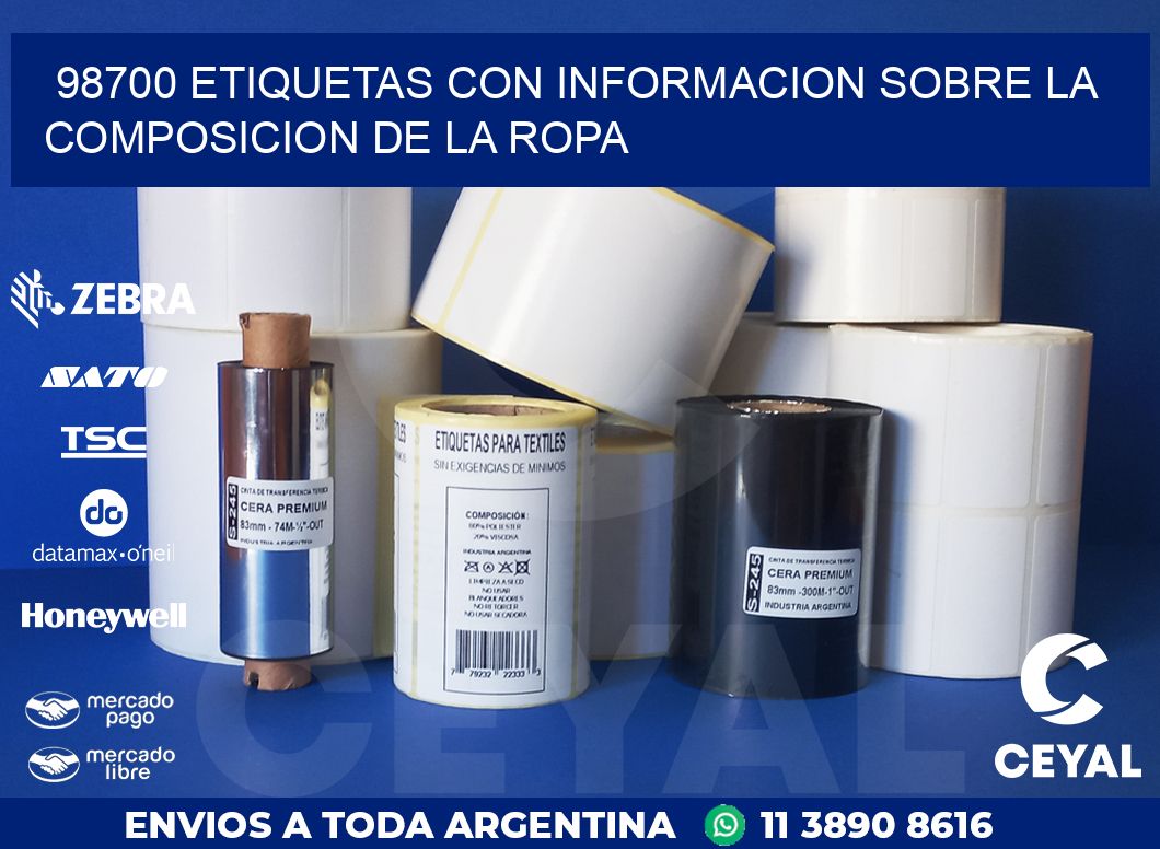 98700 ETIQUETAS CON INFORMACION SOBRE LA COMPOSICION DE LA ROPA