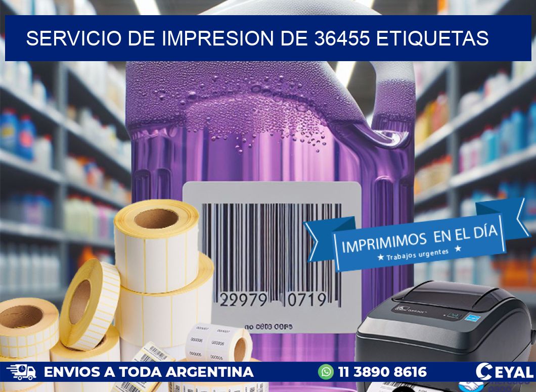 SERVICIO DE IMPRESION DE 36455 ETIQUETAS