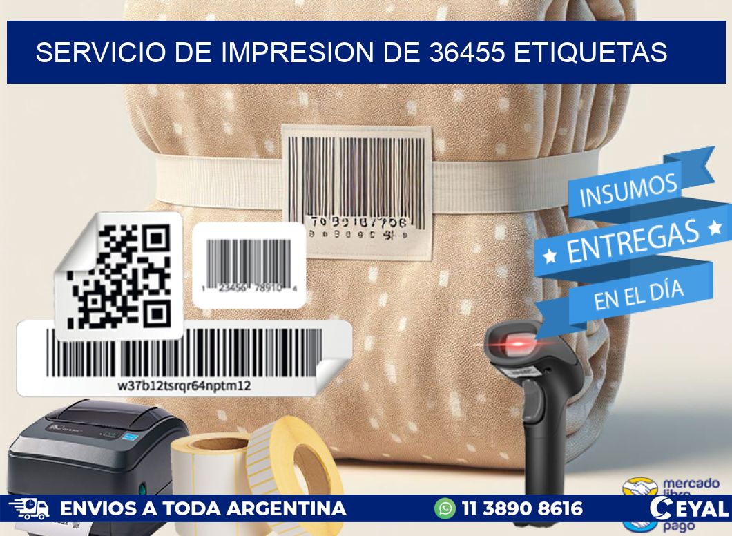 SERVICIO DE IMPRESION DE 36455 ETIQUETAS