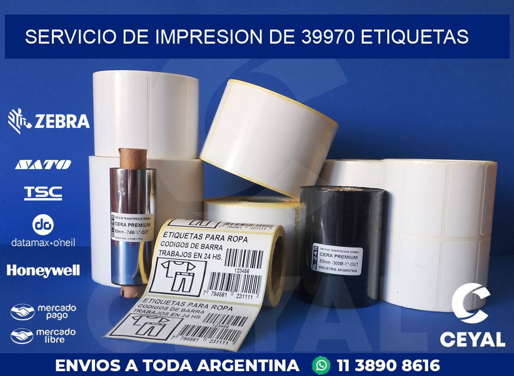 SERVICIO DE IMPRESION DE 39970 ETIQUETAS
