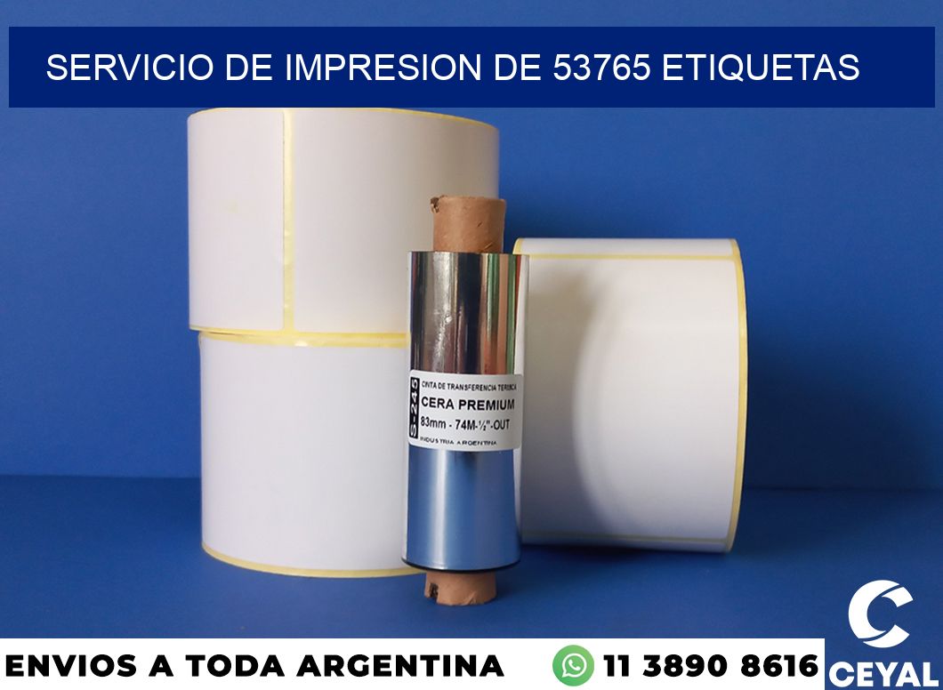SERVICIO DE IMPRESION DE 53765 ETIQUETAS