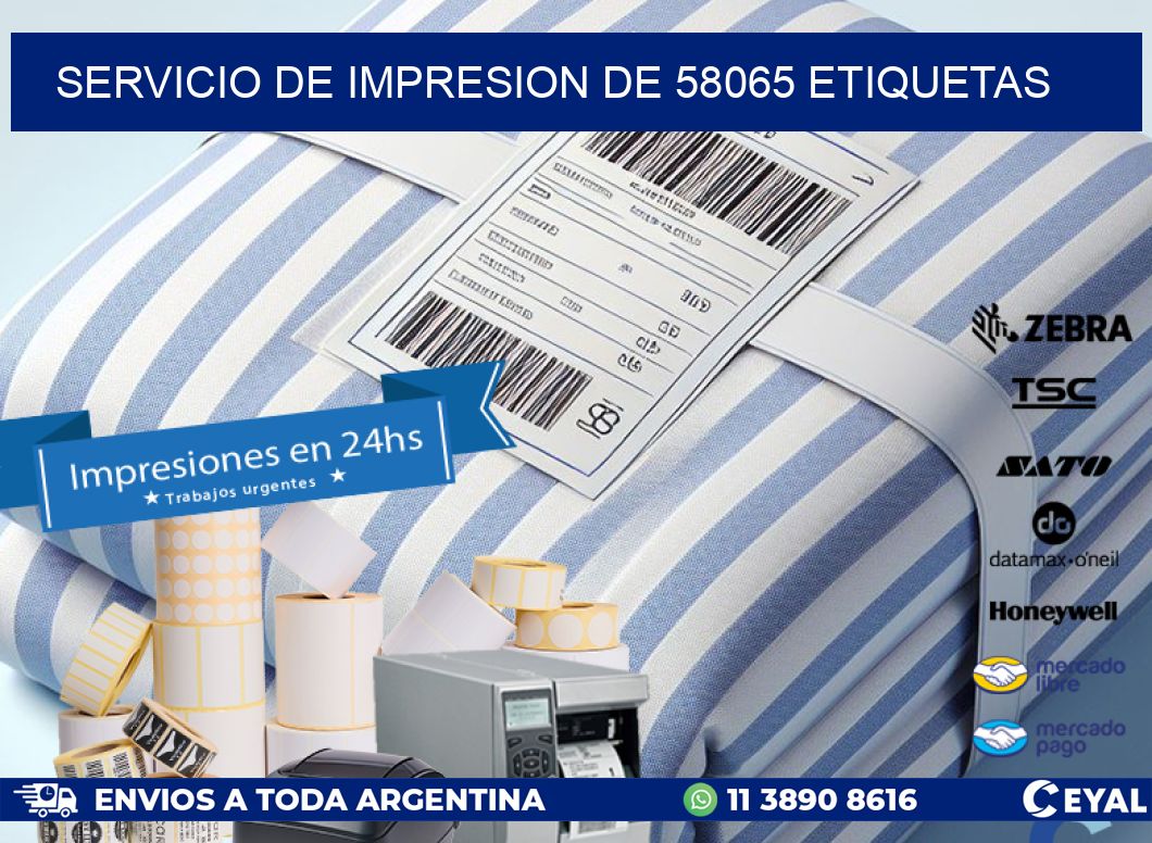 SERVICIO DE IMPRESION DE 58065 ETIQUETAS