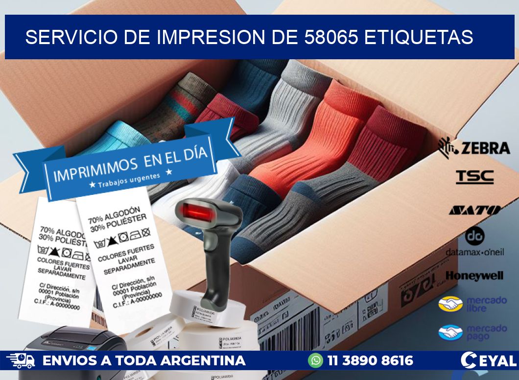 SERVICIO DE IMPRESION DE 58065 ETIQUETAS