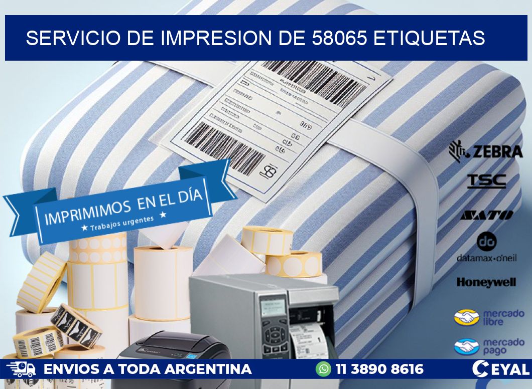 SERVICIO DE IMPRESION DE 58065 ETIQUETAS