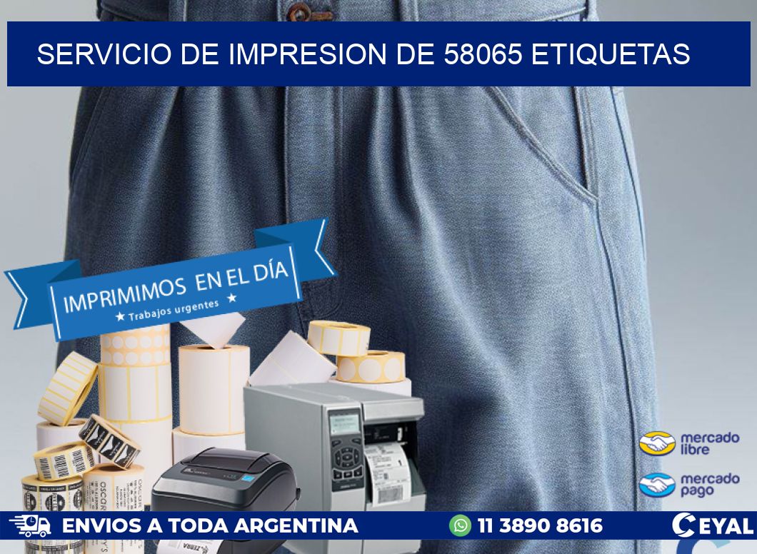 SERVICIO DE IMPRESION DE 58065 ETIQUETAS