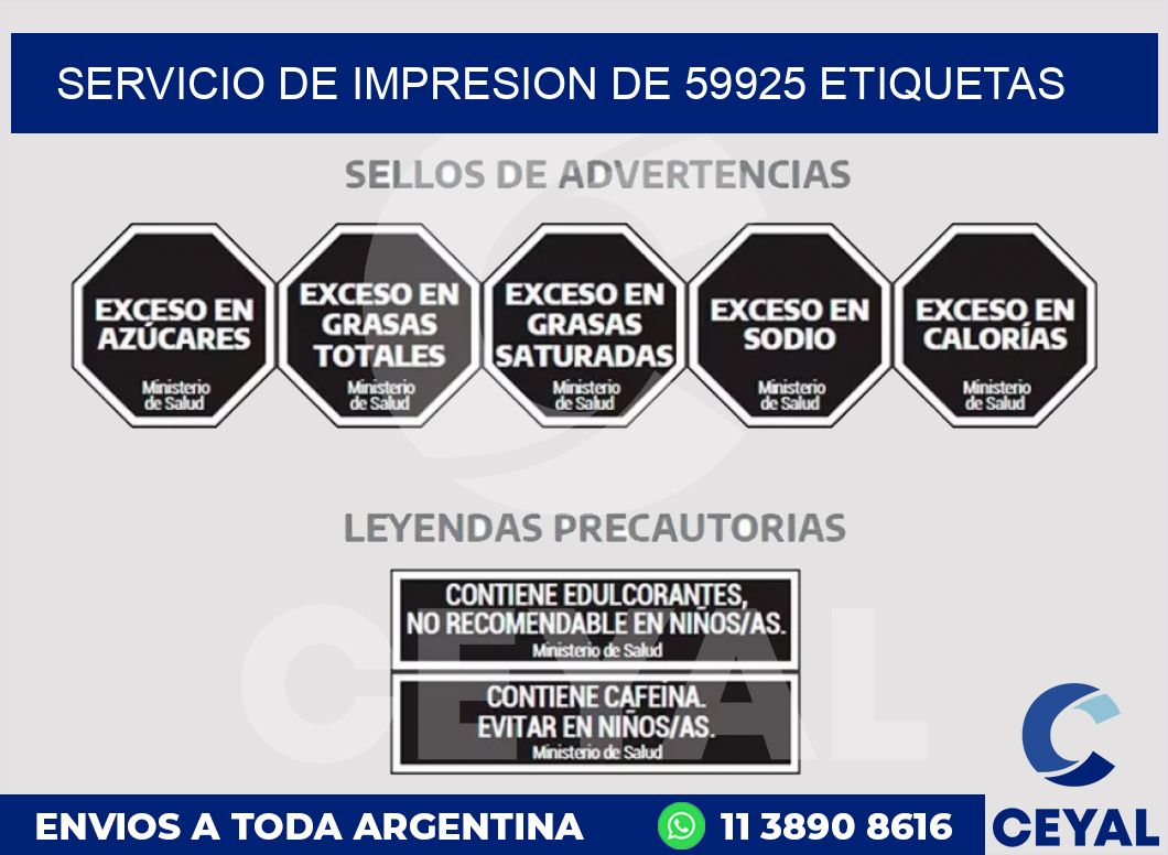 SERVICIO DE IMPRESION DE 59925 ETIQUETAS