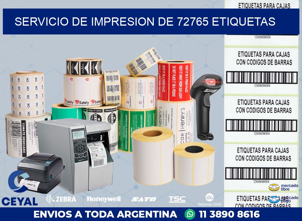 SERVICIO DE IMPRESION DE 72765 ETIQUETAS