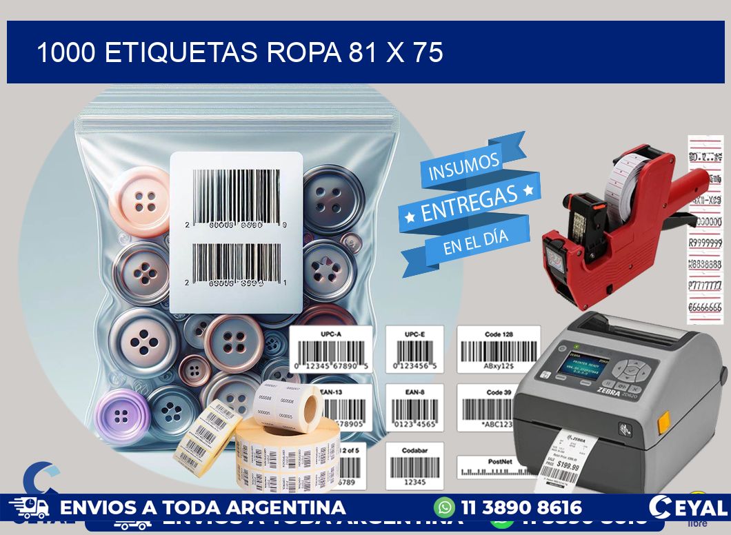 1000 ETIQUETAS ROPA 81 x 75