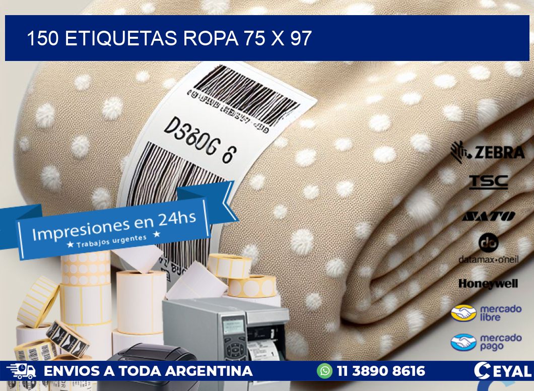 150 ETIQUETAS ROPA 75 x 97