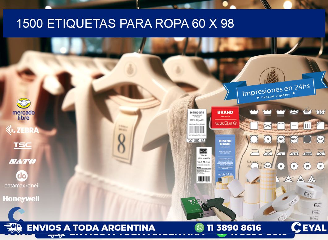 1500 ETIQUETAS PARA ROPA 60 x 98