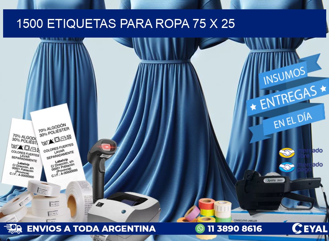 1500 ETIQUETAS PARA ROPA 75 x 25