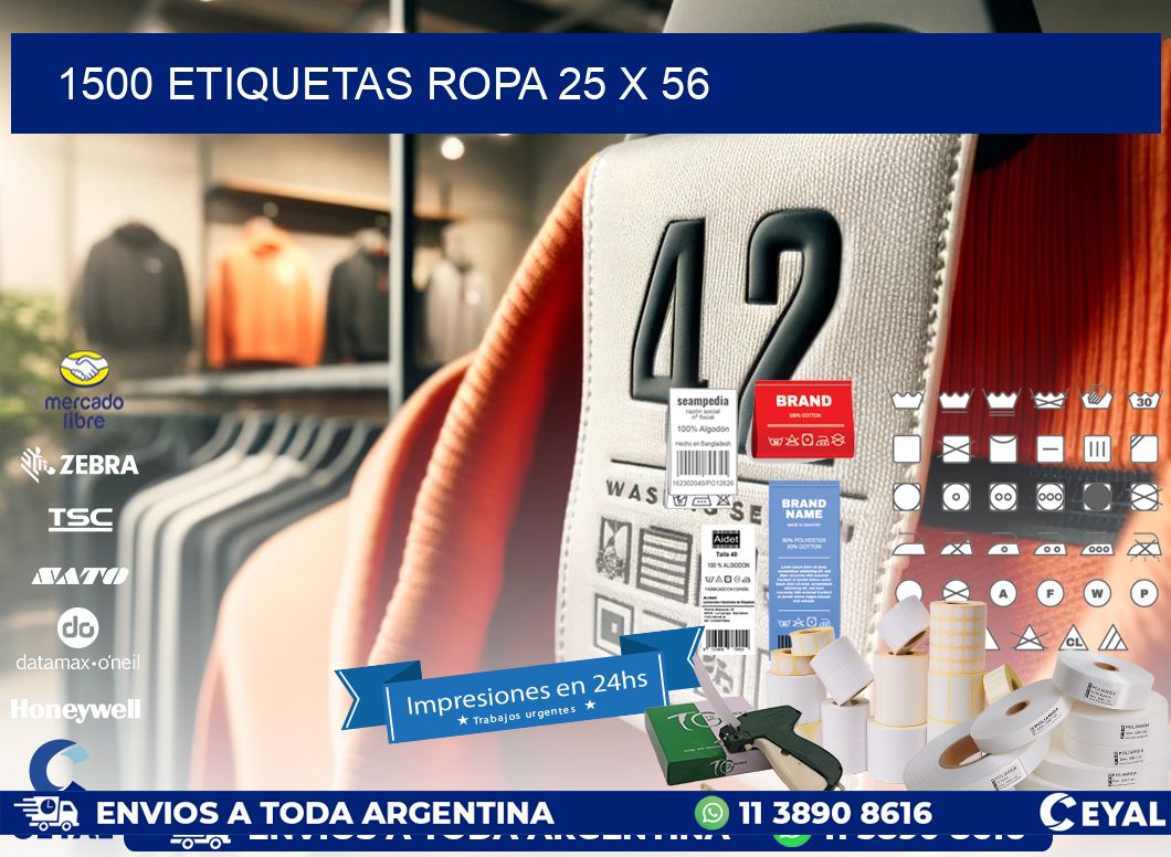 1500 ETIQUETAS ROPA 25 x 56
