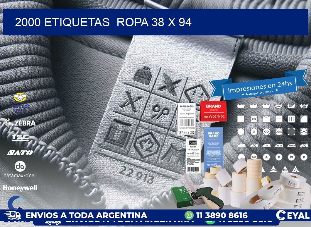 2000 ETIQUETAS ROPA 38 x 94