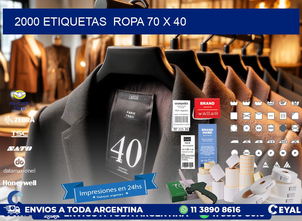2000 ETIQUETAS  ROPA 70 x 40