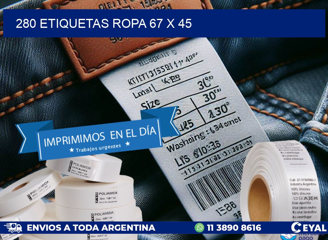 280 ETIQUETAS ROPA 67 x 45