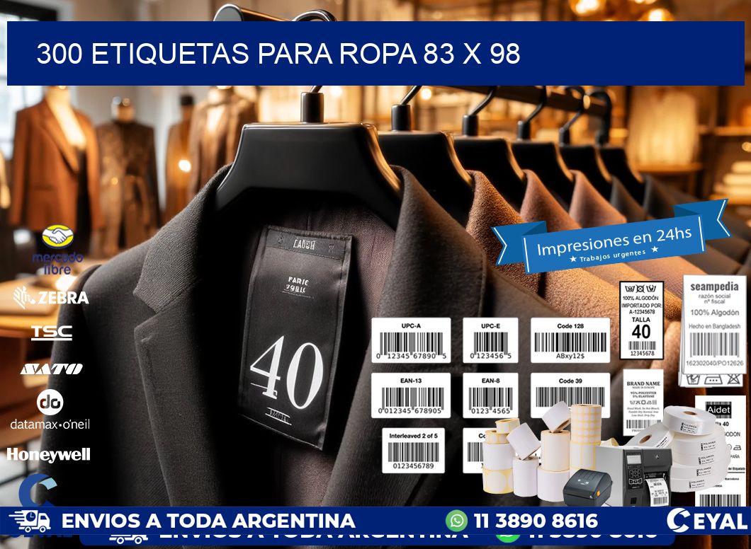 300 ETIQUETAS PARA ROPA 83 x 98
