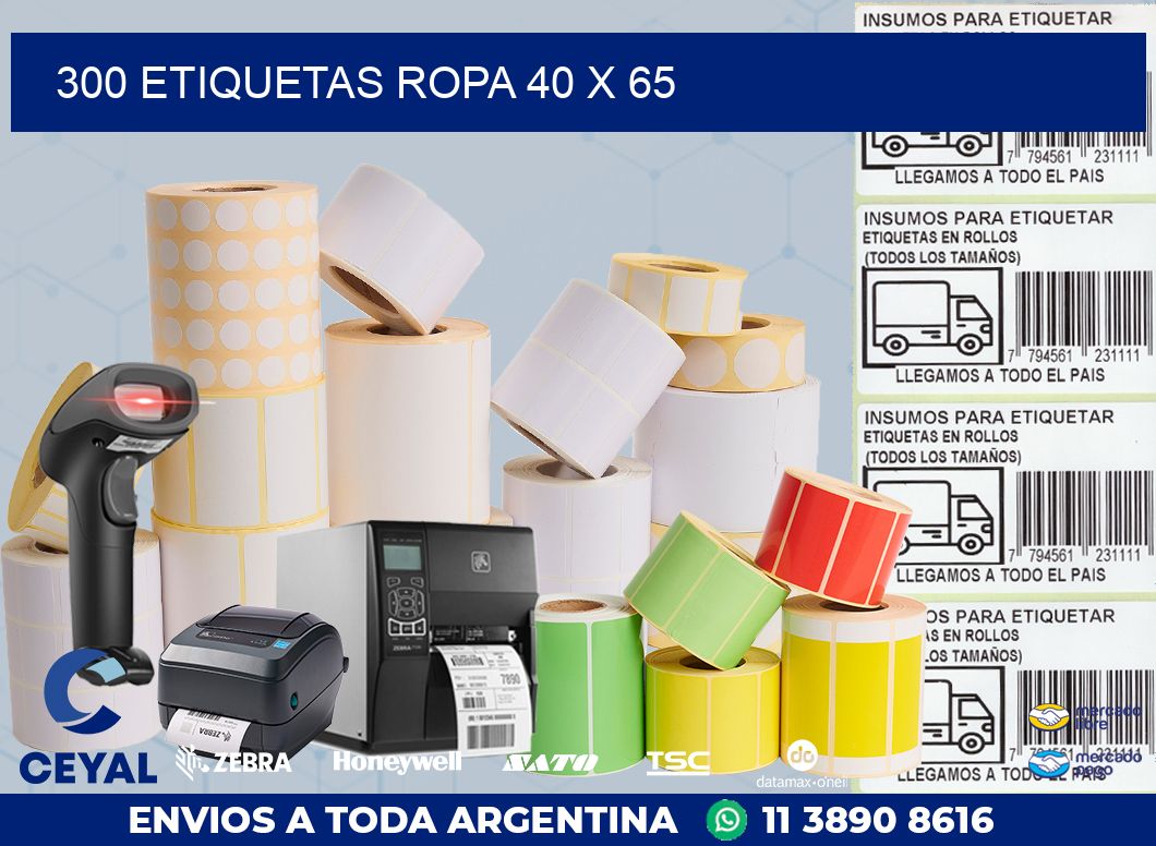 300 ETIQUETAS ROPA 40 x 65