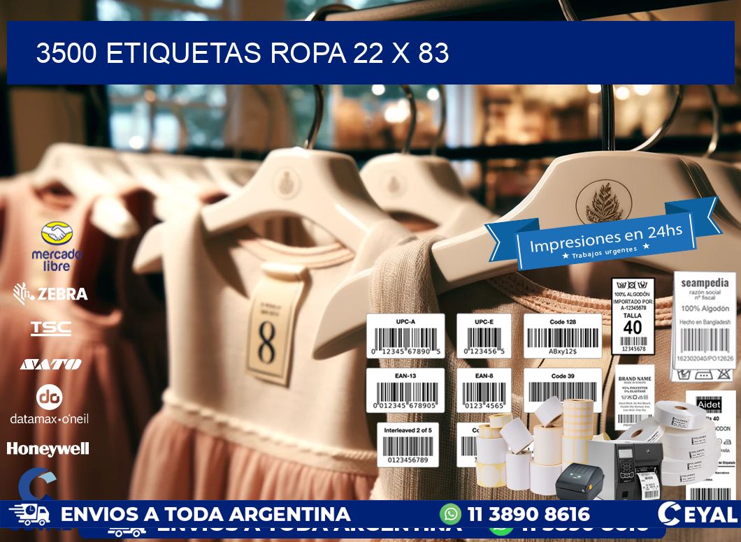 3500 ETIQUETAS ROPA 22 x 83