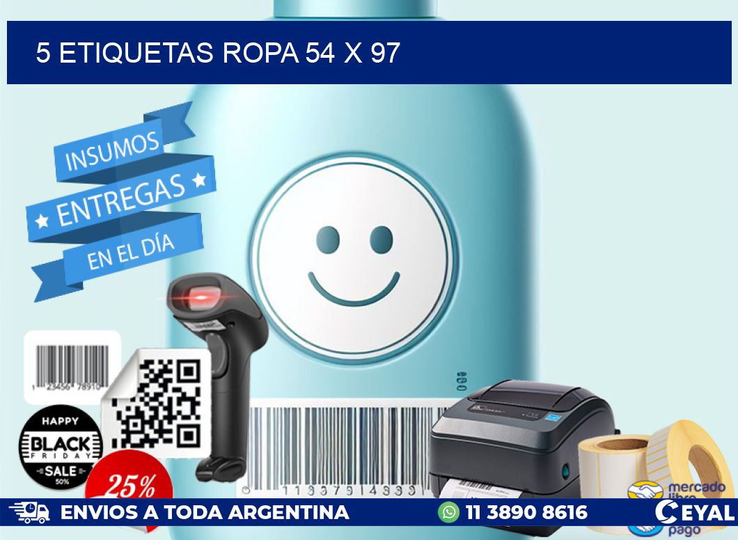 5 ETIQUETAS ROPA 54 x 97