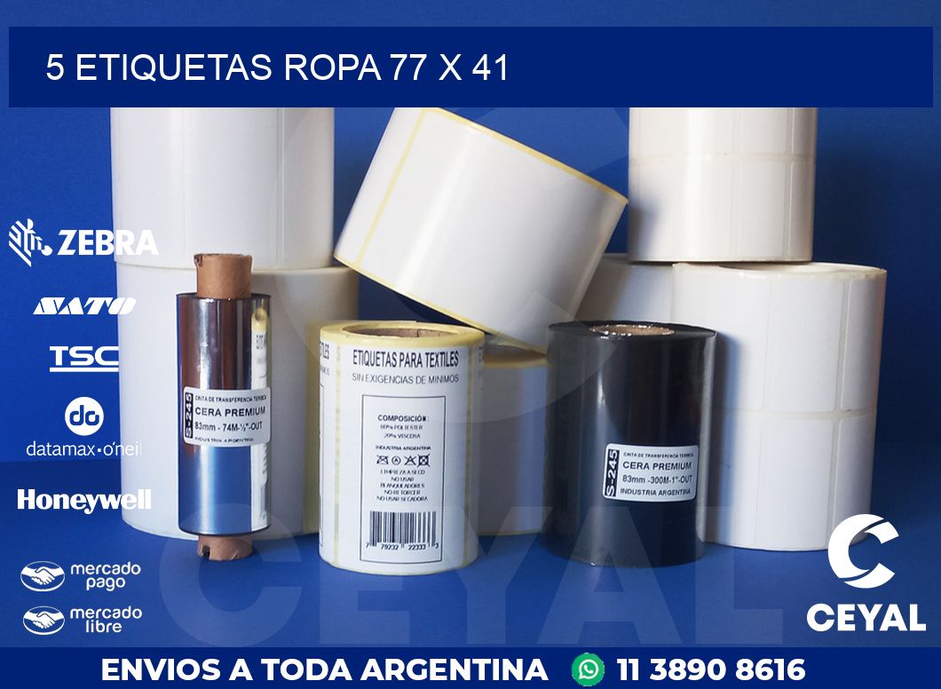 5 ETIQUETAS ROPA 77 x 41