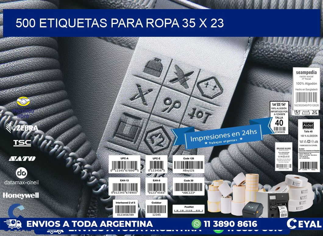 500 ETIQUETAS PARA ROPA 35 x 23