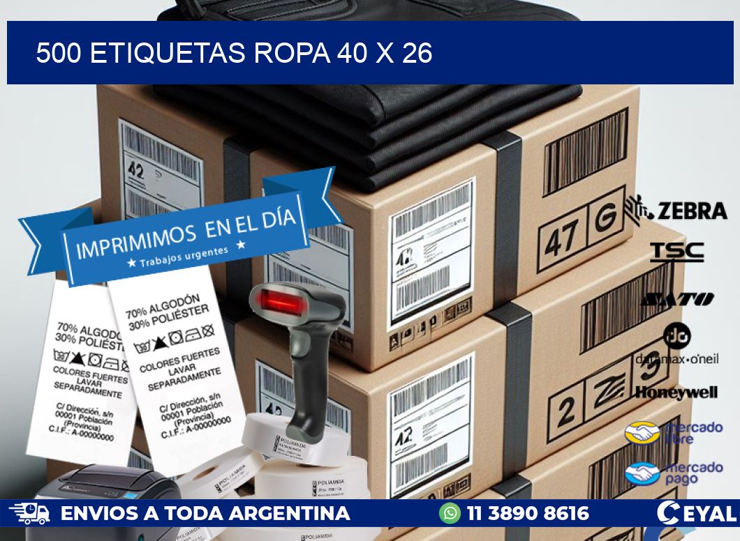 500 ETIQUETAS ROPA 40 x 26
