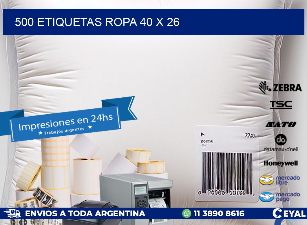 500 ETIQUETAS ROPA 40 x 26