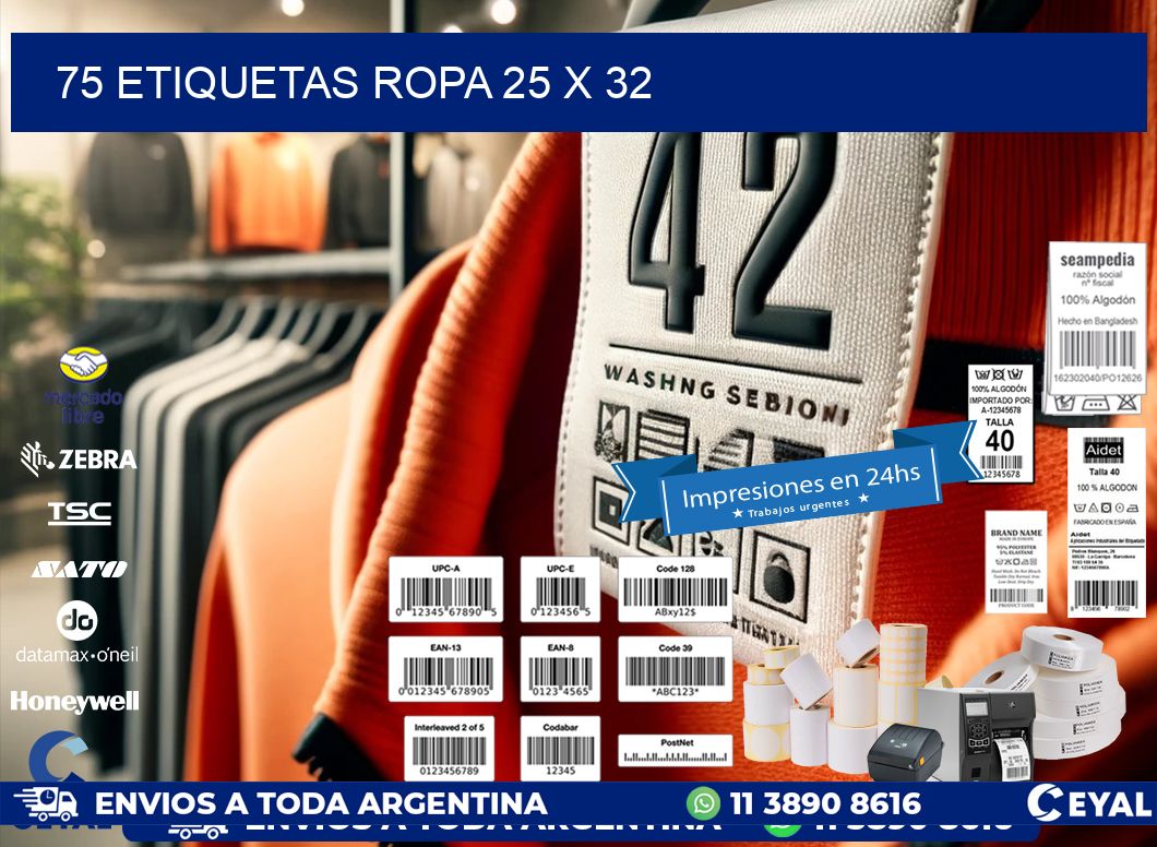 75 ETIQUETAS ROPA 25 x 32