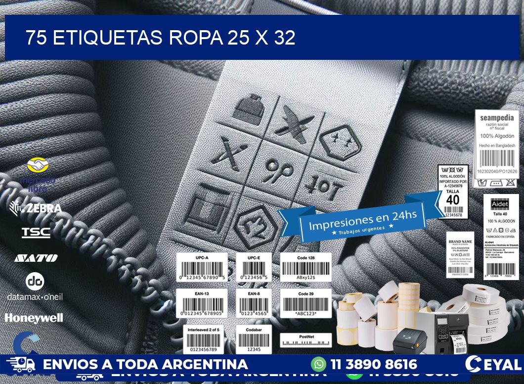 75 ETIQUETAS ROPA 25 x 32