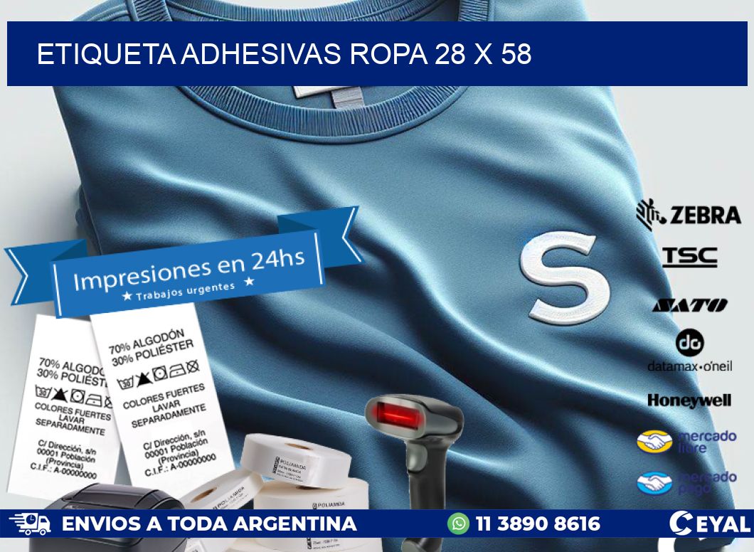 ETIQUETA ADHESIVAS ROPA 28 x 58