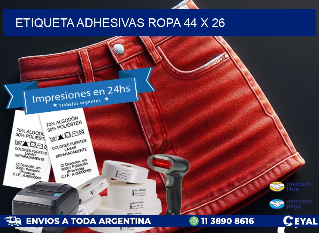 ETIQUETA ADHESIVAS ROPA 44 x 26