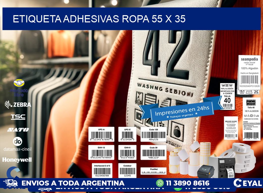 ETIQUETA ADHESIVAS ROPA 55 x 35