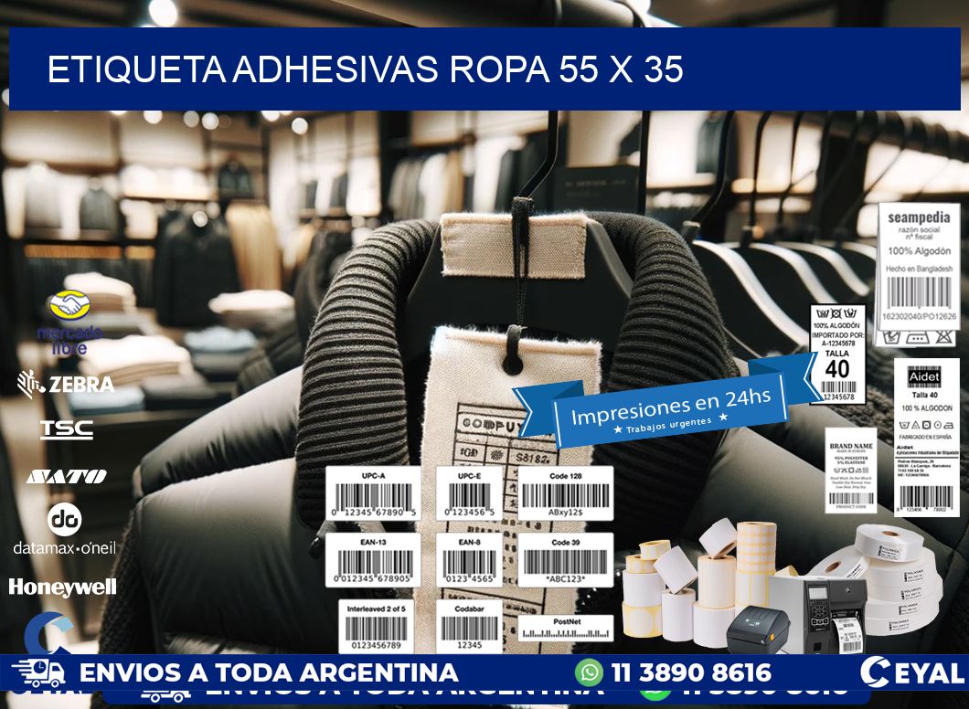 ETIQUETA ADHESIVAS ROPA 55 x 35