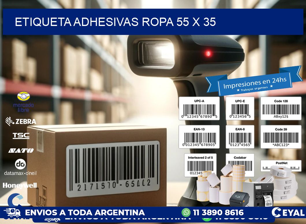 ETIQUETA ADHESIVAS ROPA 55 x 35