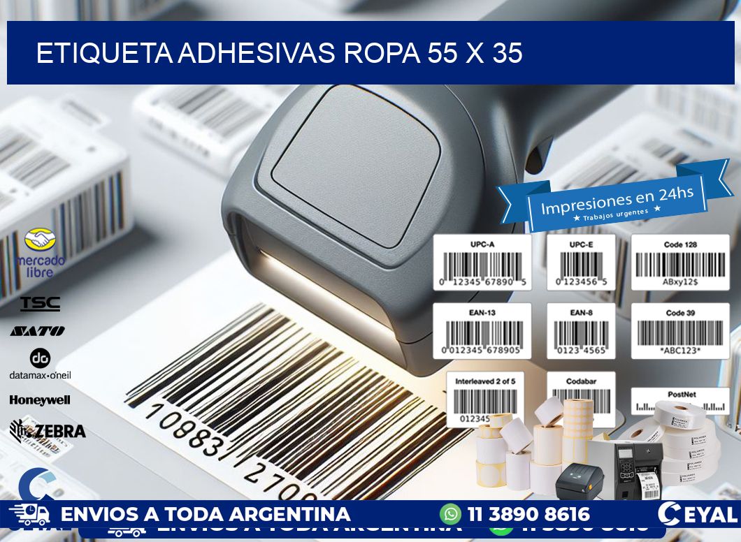 ETIQUETA ADHESIVAS ROPA 55 x 35