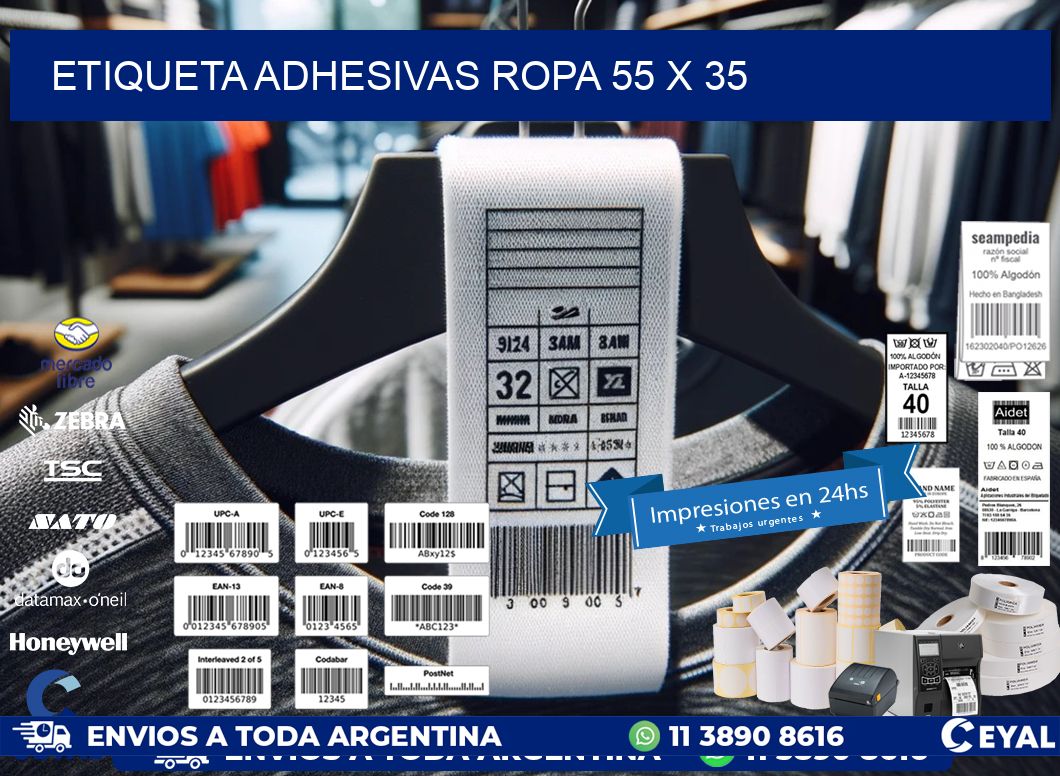 ETIQUETA ADHESIVAS ROPA 55 x 35