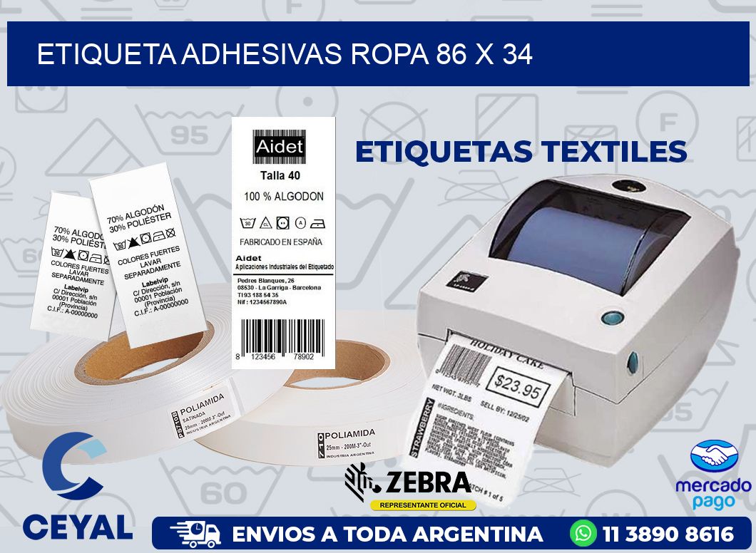 ETIQUETA ADHESIVAS ROPA 86 x 34