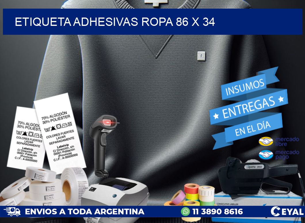 ETIQUETA ADHESIVAS ROPA 86 x 34