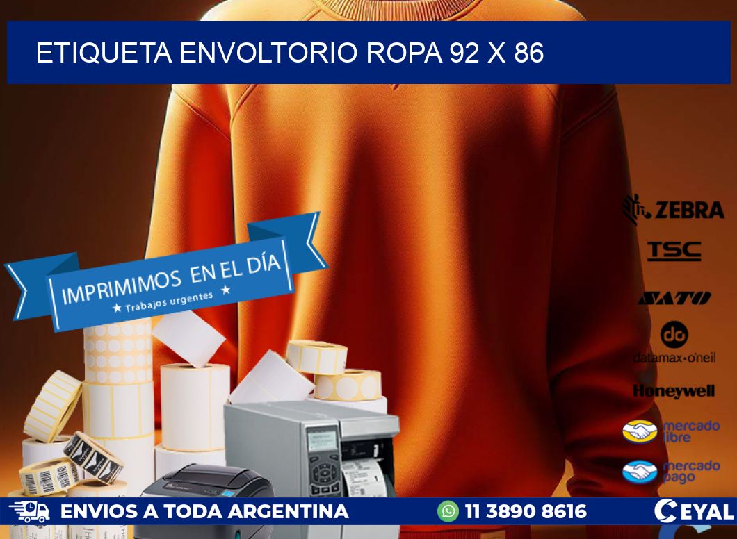 ETIQUETA ENVOLTORIO ROPA 92 x 86