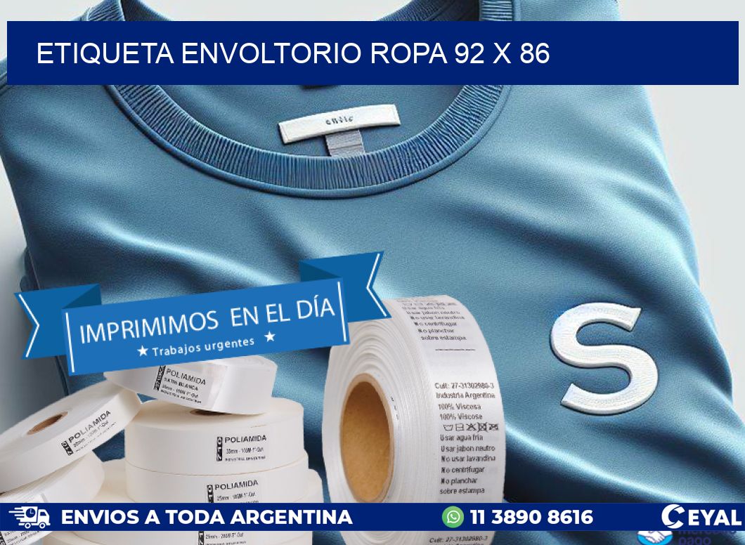 ETIQUETA ENVOLTORIO ROPA 92 x 86